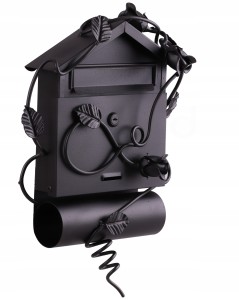 Skrzynka na listy kuta RĘCZNIE ozdobna RÓŻA czarna