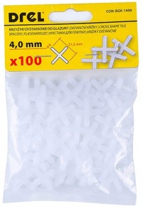KRZYŻYKI DYSTANSOWE DO PŁYTEK GLAZURY 4.0mm 100szt