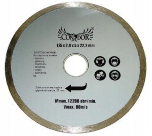 TARCZA DIAMENTOWA 125x22 GLAZURY, BETONU, TERAKOTY