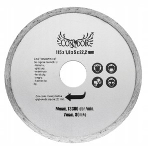 TARCZA DIAMENTOWA 115x22 GLAZURY, BETONU, TERAKOTY