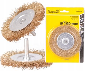 SZCZOTKA DRUCIANA 100mm MOSIĄDZOWANA NA WIERTARKĘ