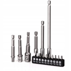 Zestaw BITÓW, ADAPTERÓW, do wkrętarki, nasadki x16