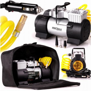 KOMPRESOR SAMOCHODOWY 12V / 230V ZAPALNICZKĘ SPRĘŻARKA MANOMETR ETUI 190W