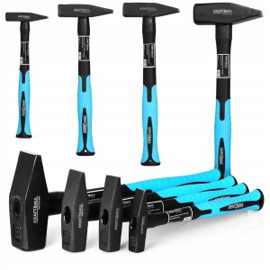 Zestaw MŁOTKÓW Ślusarskich 4 szt MŁOTEK 200, 400, 600, 1500 g GUMOWA RĄCZKA