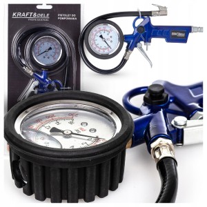 Pistolet POMPOWANIA KÓŁ OPON MANOMETR ZALANY GLICERYNĄ KOMPRESOR 0-16 BAR