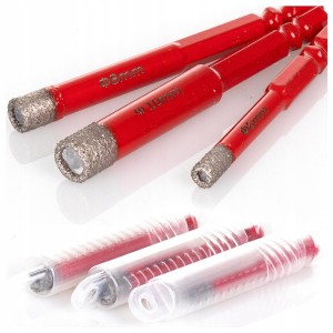ZESTAW WIERTŁA DO GRESU OTWORNICE 6, 8, 10 mm DIAMENTOWE KOMPLET 3sz PŁYTEK