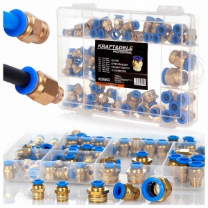 ZŁĄCZKI PNEUMATYCZNE ZESTAW 72 el. SZYBKZŁĄCZKI 4-16 mm. GWINT 1/2 1/4 1/8