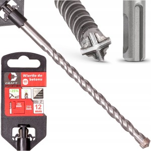 WIERTŁO DO BETONU SDS 12 x210 mm SDS-PLUS OSTRZE KRZYŻOWE WYDAJNE MOCNE