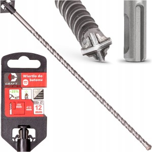 WIERTŁO DO BETONU SDS 12 x410 mm SDS-PLUS OSTRZE KRZYŻOWE WYDAJNE MOCNE