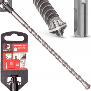 WIERTŁO DO BETONU SDS 12 x260 mm SDS-PLUS OSTRZE KRZYŻOWE WYDAJNE MOCNE