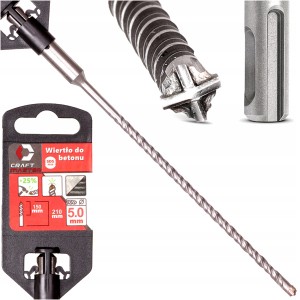 WIERTŁO DO BETONU SDS 5 x210 mm SDS-PLUS OSTRZE KRZYŻOWE WYDAJNE MOCNE