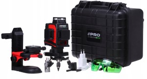 LASER PRO krzyżowy poziom pion skos 3D 360 ZIELONY