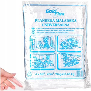 FOLIA MALARSKA PRZEZROCZYSTA MOCNA 4x5m. 0.45 KG