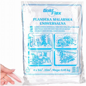 FOLIA MALARSKA PRZEZROCZYSTA MOCNA 4x5m. 0.45 KG