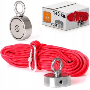 MAGNES NEODYMOWY DO POSZUKIWAŃ 140 KG + LINKA 30mb