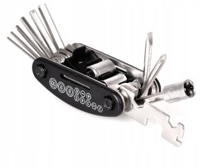 MULTITOOL ROWEROWY imbusy nasadki wkrętaki 16 el. kieszonkowy zestaw kluczy
