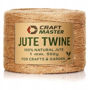 SZNUREK JUTOWY 1 mm 500g. 500 mb. LINA LINKA NATURALNY OZDOBNY MOCNY JUTA