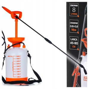 OPRYSKIWACZ RECZNY CIŚNIENIOWY 8 L. LANCA 45-80cm. z REGULACJĄ CIŚNIENIA