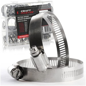 OPASKI ŚLIMAKOWE 8-38mm METALOWE ZESTAW 60szt SKRĘCANE STALOWE MOCNE