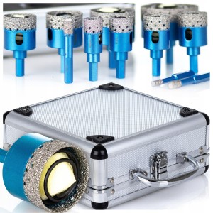 Otwornica do GRESU 6-65mm Diamentowe HEX KOMPLET Wiertła do Płytek SPRĘŻYNA